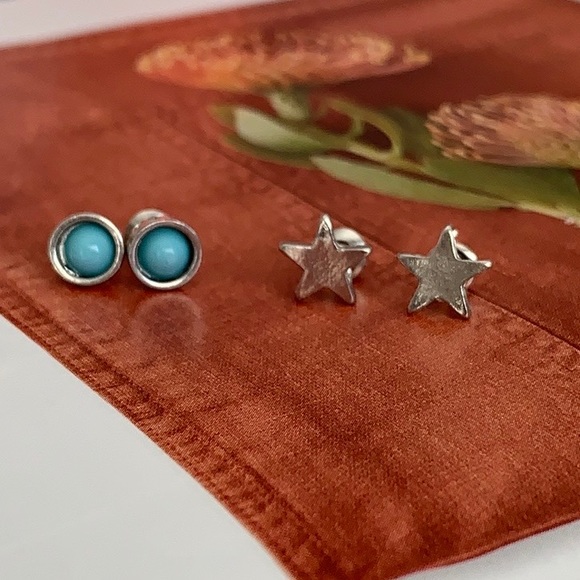 Silver Bolt Stud Earring Trio Set - Picture 2 of 4